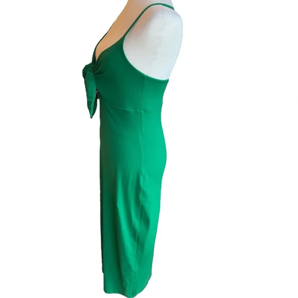 Susana Monaco Isadora Green Midi Spaghetti Strap Tie Front with Cutout Dress M - Picture 6 of 13